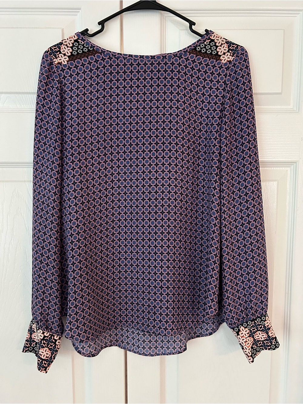 NWOT LOFT Women’s Purple Flower Print Keyhole Neck Tunic Blouse Shirt Size S